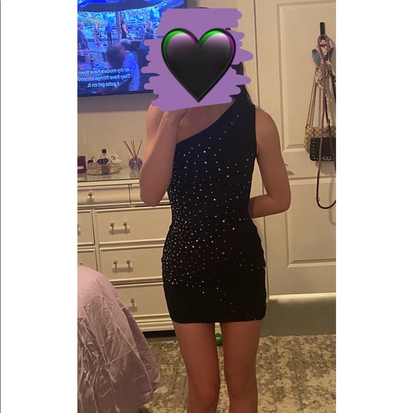 mila embellished mini dress in black